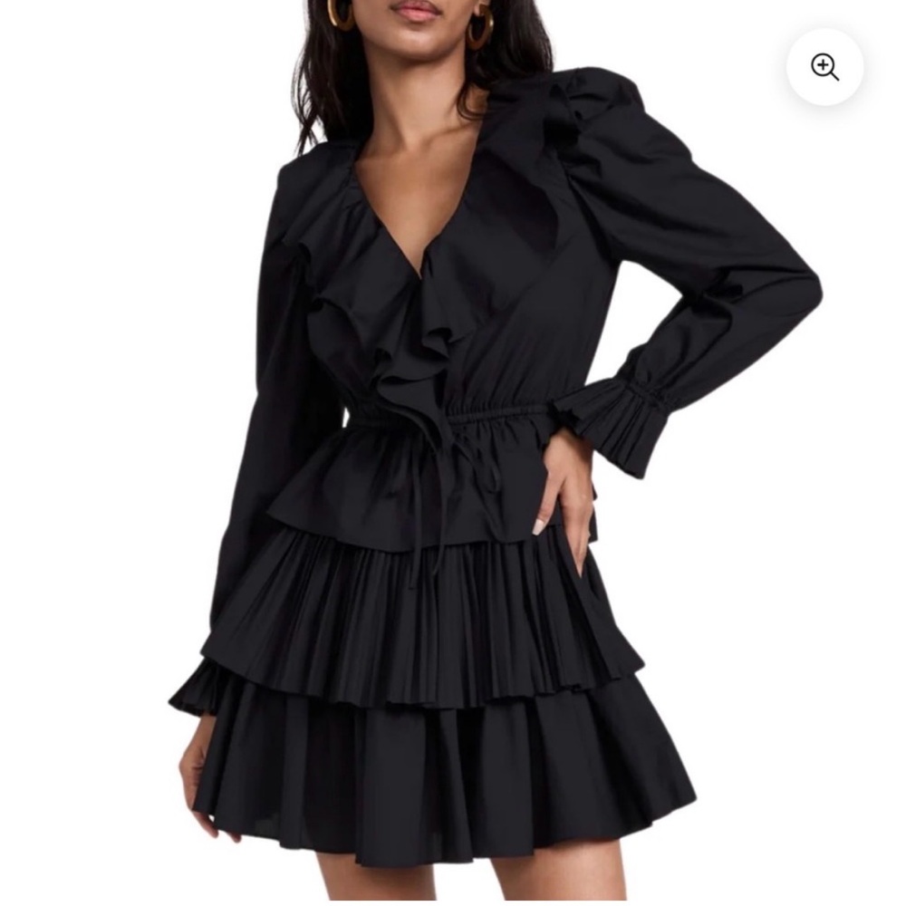 Ulla Johnson LOLA Black Ruffle Long Sleeve Dress
